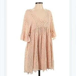Akemi + Kin Boho Party Cottage Soft Melon Eyelet BabyDoll Bell SLV V-Neck Mini 8
